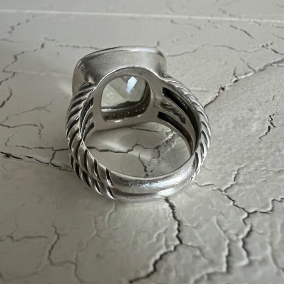 Albion® Ring Sterling Silver with Prasiolite and Diamonds, 11mm - Picture 3 of 7